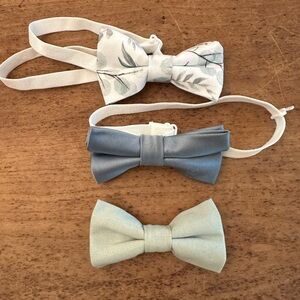 Toddler bow ties. Sage greens and blues.